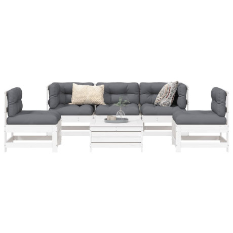 vidaXL 6-delige Loungeset massief grenenhout wit