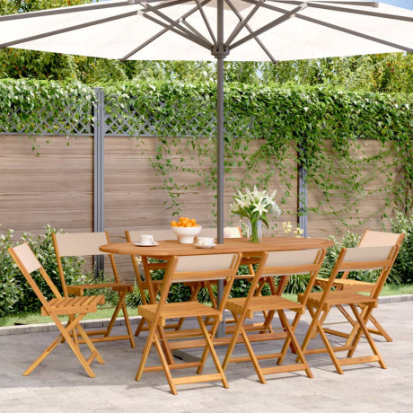 vidaXL Tuinstoelen 8 st inklapbaar stof en massief hout beige