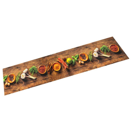 vidaXL Keukenmat wasbaar kruidenprint 60x180 cm fluweel