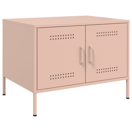 vidaXL Salontafel 68x50x50,5 cm koudgewalst staal roze