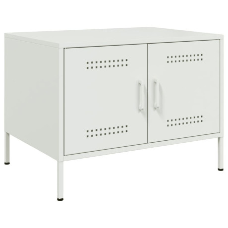 vidaXL Salontafel 68x50x50,5 cm koudgewalst staal wit