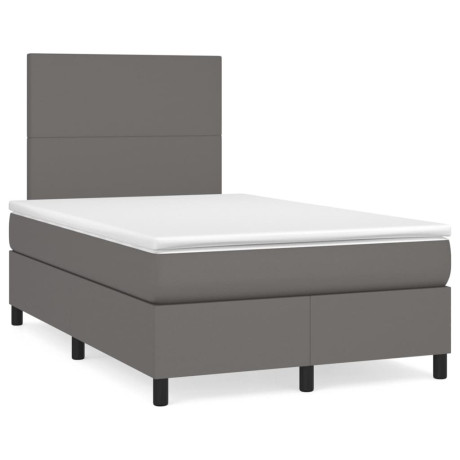 vidaXL Boxspring met matras kunstleer grijs 120x190 cm