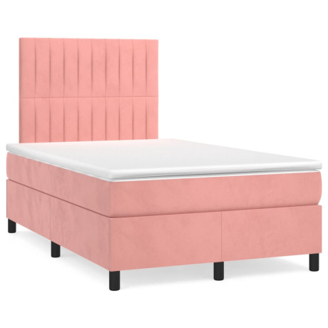 vidaXL Boxspring met matras fluweel roze 120x190 cm