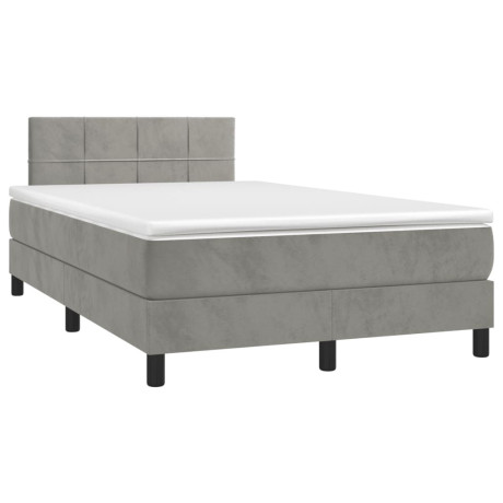 vidaXL Boxspring met matras en LED fluweel lichtgrijs 120x190 cm