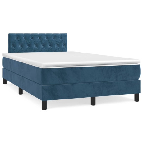 vidaXL Boxspring met matras en LED fluweel donkerblauw 120x190 cm