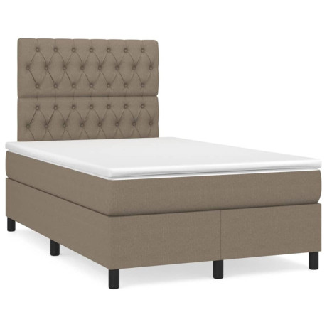 vidaXL Boxspring met matras en LED stof taupe 120x190 cm