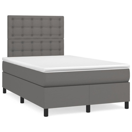 vidaXL Boxspring met matras en LED kunstleer grijs 120x190 cm