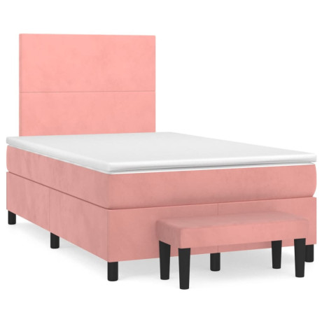 vidaXL Boxspring met matras fluweel roze 120x190 cm