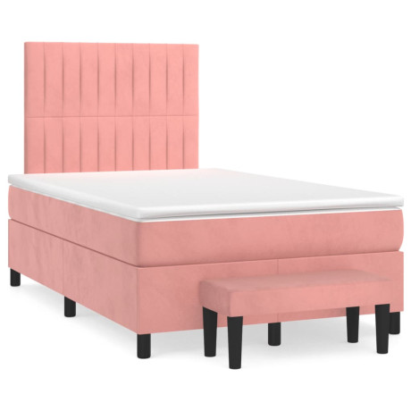 vidaXL Boxspring met matras fluweel roze 120x190 cm