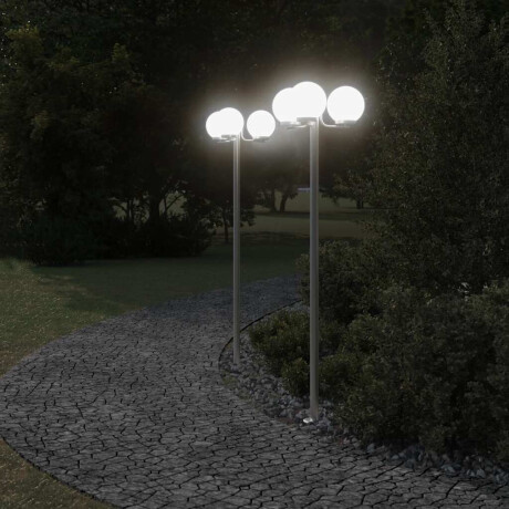 vidaXL Vloerlamp voor buiten 2 st 215 cm roestvrij staal zilverkleurig