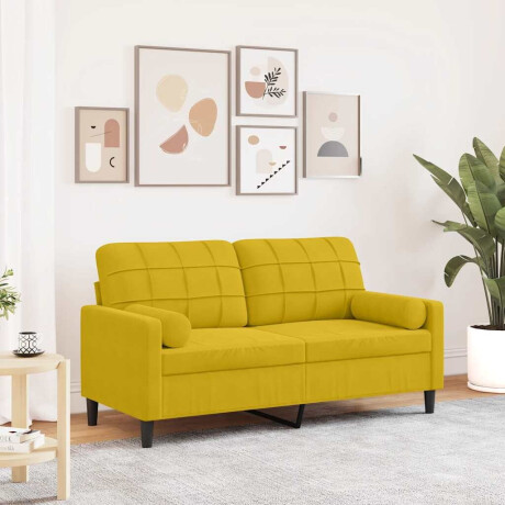 vidaXL Tweezitsbank met sierkussens 140 cm fluweel geel