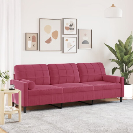 vidaXL 3-zitsbank met sierkussens 210 cm sierkussen fluweel wijnrood