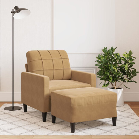 vidaXL Fauteuil met voetenbank 60 cm fluweel bruin