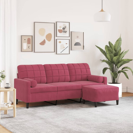vidaXL Driezitsbank met voetenbank 180 cm fluweel wijnrood