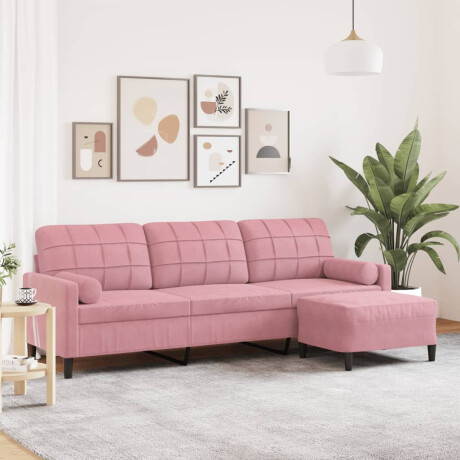 vidaXL Driezitsbank met voetenbank 210 cm fluweel roze
