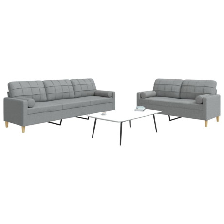 vidaXL 2-delige Loungeset met sierkussens stof lichtgrijs