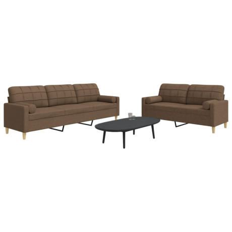 vidaXL 2-delige Loungeset met sierkussens stof bruin