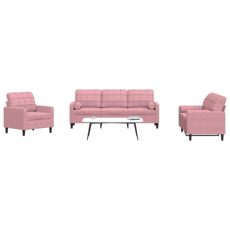 vidaXL 3-delige Loungeset met kussens en bolsters fluweel roze