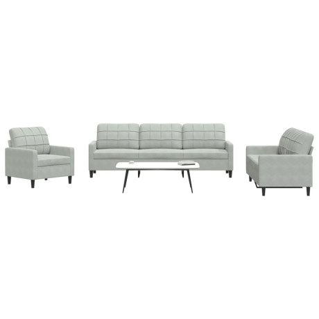 vidaXL 4-delige Loungeset met kussens fluweel lichtgrijs