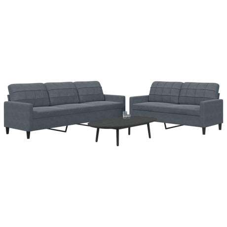 vidaXL 2-delige Loungeset met kussens fluweel donkergrijs