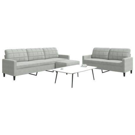 vidaXL 3-delige Loungeset met kussens fluweel lichtgrijs