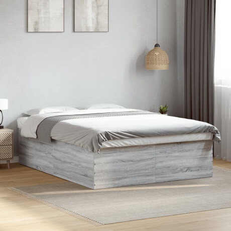 vidaXL Bedframe bewerkt hout grijs sonoma eikenkleurig 150x200 cm