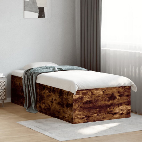 vidaXL Bedframe bewerkt hout gerookt eikenkleurig 100x200 cm