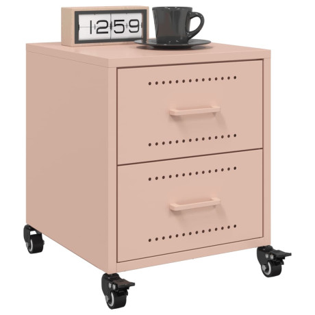 vidaXL Nachtkastjes 2 st 36x39x43,5 cm staal roze