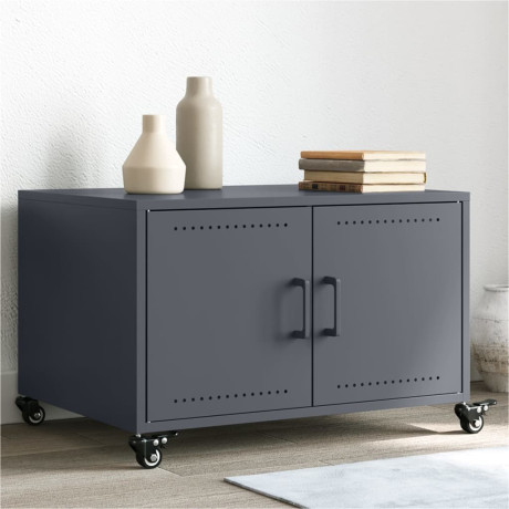 vidaXL Salontafel 68x50x43,5 cm koudgewalst staal antracietkleurig