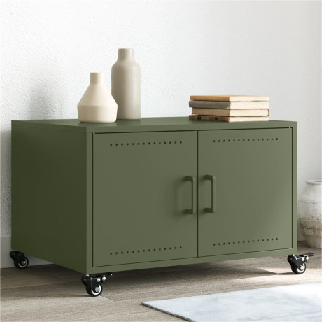 vidaXL Salontafel 68x50x43,5 cm koudgewalst staal olijfgroen