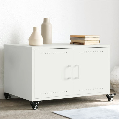 vidaXL Salontafel 68x50x43,5 cm koudgewalst staal wit