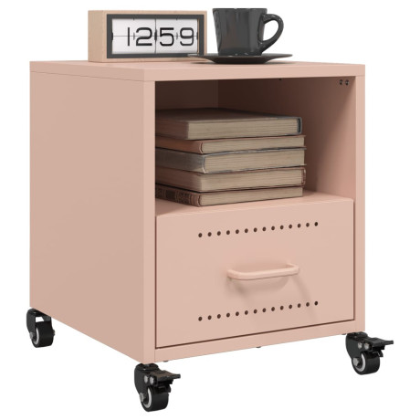 vidaXL Nachtkastjes 2 st 36x39x43,5 cm staal roze