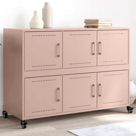 vidaXL Dressoir 100,5x39x72 cm koudgewalst staal roze