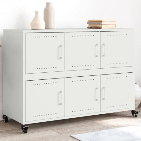 vidaXL Dressoir 100,5x39x72 cm koudgewalst staal wit