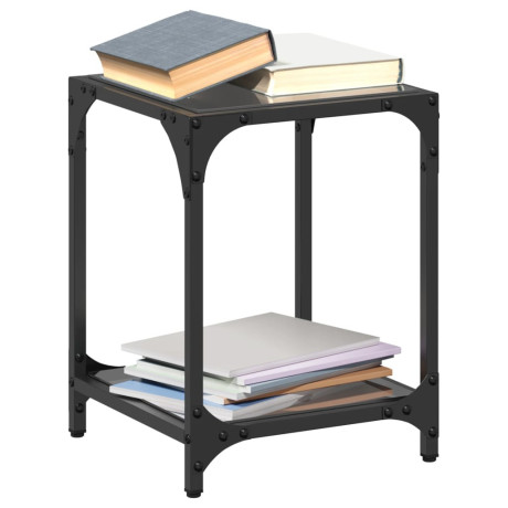 vidaXL Salontafel met zwart glazen blad 30x30x40 cm staal