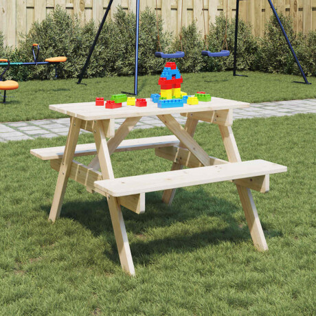vidaXL Picknicktafel voor 4 kinderen met parasolgat massief vurenhout
