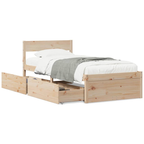 vidaXL Bedframe met lades 100x200 cm massief grenenhout