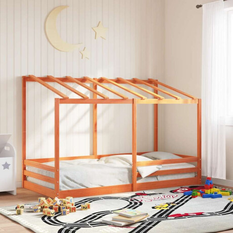 vidaXL Kinderbed met bedhuis 80x200 cm massief grenenhout wasbruin