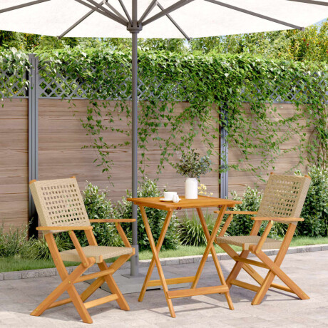 vidaXL 3-delige Bistroset poly rattan en massief hout beige