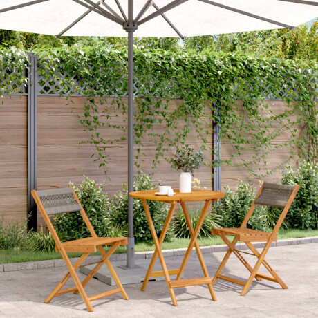 vidaXL 3-delige Bistroset polypropeen en massief hout grijs