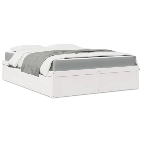 vidaXL Bed met matras massief grenenhout wit 160x200 cm