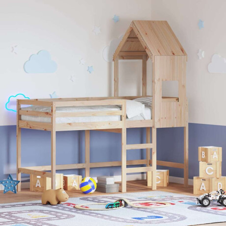 vidaXL Halfhoogslaper met ladder en bedhuis grenenhout 90x190 cm