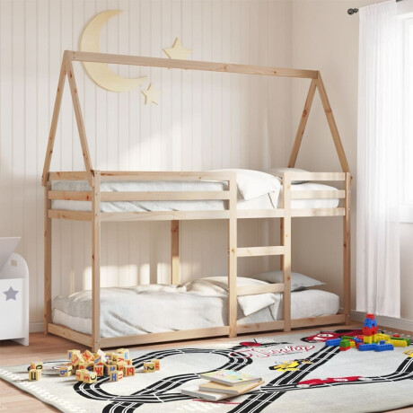 vidaXL Stapelbed met dak massief grenenhout 80x200 cm
