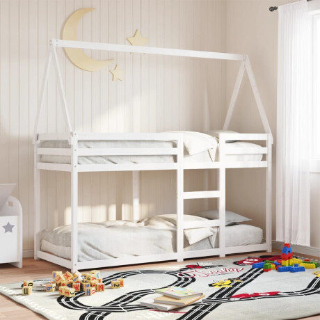 vidaXL Stapelbed met bedhuis massief grenenhout wit 80x200 cm