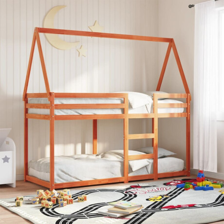 vidaXL Stapelbed met dak massief grenenhout wasbruin 90x190 cm