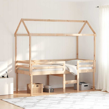 vidaXL Hoogslaper met dak massief grenenhout wasbruin 75x190 cm