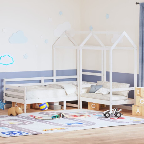 vidaXL Kinderbed met huisje en bankje massief grenenhout wit 80x200 cm