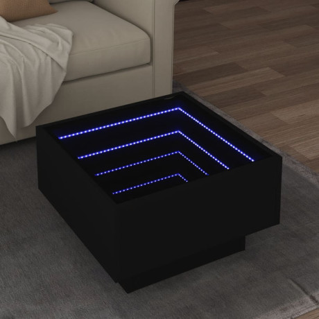 vidaXL Salontafel met LED 50x50x30 cm bewerkt hout zwart