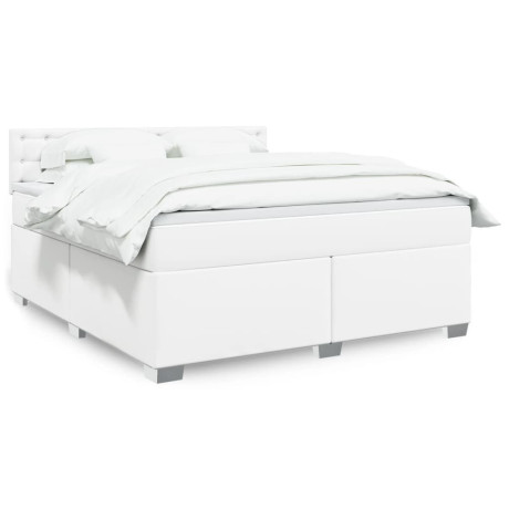 vidaXL Boxspring met matras kunstleer wit 180x200 cm