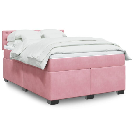 vidaXL Boxspring met matras fluweel roze 160x200 cm